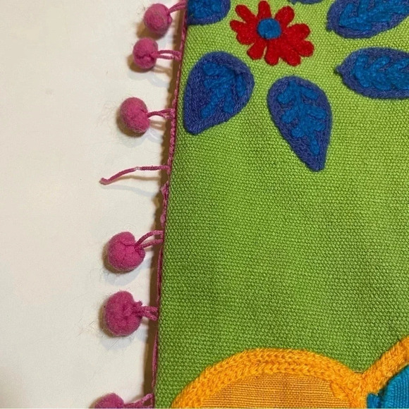 Freda Sugar Skull Braids Embroidered Pillow Cover Shabby Day Of Dead 13 x 19 In. - Picture 6 of 15